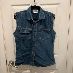 Blue Denim Sleeveless Shirt